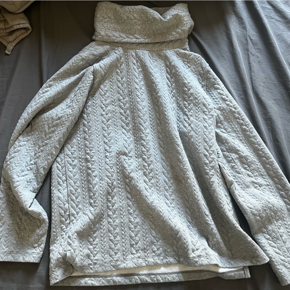 🆕 J.Crew Turtleneck Funnel Cowl Cable Long Sleeve Shirt, large